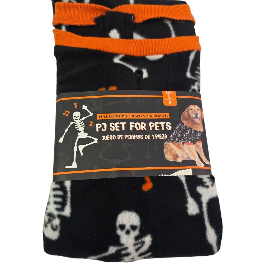 Way to Celebrate Pet PJs Halloween Black Skeleton Graphic Bones Pet Pajamas NWT